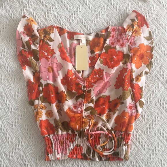 Tops - COPY - Orange floral top